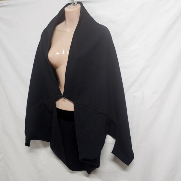 Anthropologie Gabriel for Sach Wool Poncho Coat Women One Size Navy Blue - Picture 10 of 14